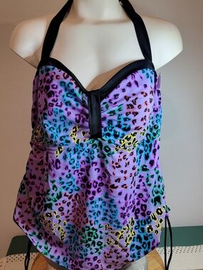 Xhilaration Purple Multi Leopard Print One-Piece Swimsuit